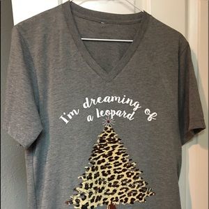 Bella Canvas brand; medium leopard Christmas tree graphic t-shirt